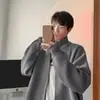 Suéter de punto con cremallera para hombre, nuevo, otoño e invierno, color gris, cuello semi alto, chaqueta de punto, top deportivo para fitness, moderno