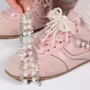 Hebilla de Zapato de Perla con Lazo de Princesa Decoración Versátil para Zapatos Flor de Zapato Hebilla de Cordón de Encaje Accesorios para Zapatos Cadena para Mujer