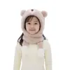 Conjunto de Duas Peças de Chapéu e Cachecol de Pelúcia de Inverno Chapéu de Tricô com Proteção de Orelha em Fleece para Meninas, Chapéu de Cobertura para a Cabeça à Prova de Frio e Quente