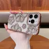 Capa de Celular Flor com Pedras de Diamante Galvanizadas Adequada para Apple 18Promax Capa Protetora Transparente Macia para iPhone17 para Mulheres