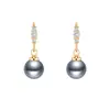 Brincos Imitação Pérola Cinza para Mulheres, Luxo Leve, Brincos de Zircônia Simples e Personalizados, Brincos Retrô Elegantes, Novo Atacado