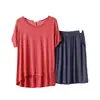 Conjunto para Casa de Manga Curta Solta de Modal com Calça de Cinco Pontos Feminino Verão Novo Camiseta Calça com Bolso Pijama Fino Conjunto de Duas Peças