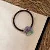 Corea Dongdaemun Importado Francés Gama Alta Pequeña Etiqueta Dorada Flor Colorida Goma para el Cabello Coleta Goma para el Cabello