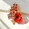 Nova Broche de Papoula com Diamantes que Pingam Óleo, Broche de Flor de Cristal Cheio de Diamantes de Nicho de Alta Qualidade para Roupas Atacado