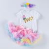 Venda quente da Amazon roupas para recém-nascidos roupas infantis roupas de bebê macacão de manga curta de aniversário Traje de bebê tutu