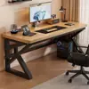 Mesa de computador de madeira maciça, mesa dupla para jogos de escritório e quarto, bancada retangular, mesa para escritório em casa de estudante