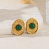 Aretes de Acero Inoxidable 304 con Oro de 18K de Alta Gama para Mujer Retro Cuadrados Europeos y Americanos Transfronterizos Bohemios de Acero Titanio