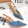 Elegantes Sapatos de Salto Alto Estilo Francês para Mulheres, Novo Modelo Verão 2026, Sandálias Fechadas de Tira Única, Scarpins de Salto Fino Bico Fino
