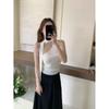 Novo Colete de Cor Sólida com Alças Finas e Laço, Ombro Inclinado para Mulheres, com Top Sem Mangas Off-Shoulder Estilo Hot Girl, Roupa Feminina de Lã