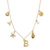 Collar de Letra Dorada Transfronterizo Europeo y Americano Concha de Playa Estrella de Mar Surf Cadena Clavícula Moda Bohemio Cadena con Colgante