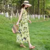 Novo Modelo 2026: Lindo Vestido de Praia da Ilha de Sanya, Vestido Regata sem Mangas, Vestido de Algodão e Seda Estilo Férias, Efeito Emagrecedor