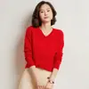 Nuevo Suéter de Punto de Cachemira para Mujer Otoño e Invierno 2026 Cuello en V Clásico Versátil Ajustado Elegante Ropa Interior de Punto