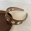 Faixa de Couro Personalizada de Aba Larga, Doce e Descolada, Novo Estilo, Faixa de Metal Simples Vazada Estilo Punk, Acessório de Cabelo, Adorno de Cabeça