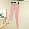 Novas calças térmicas femininas de outono e inverno feitas de veludo alemão, calças térmicas femininas elásticas de cintura alta, leggings de veludo dupla face para mulheres