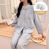 Pijama estilo coreano con almohadilla en el pecho para mujer, manga larga para primavera y otoño, algodón con estampado de nubes y rayas, nuevo estilo 2025, ropa de casa para primavera y otoño para mujer