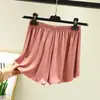 Pantalones cortos de seguridad anti-exposición para mujer para primavera y verano, tela modal delgada, con bordes de volantes, adecuados para usar en casa y dormir, pantalones cortos de tres cuartos