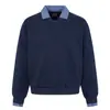 Sudadera ARES para Hombre con Cuello Polo de Retazos a Cuadros, Falso Dos Piezas, Cuello en V, Estilo Americano, Holgada, Casual, Manga Larga para Primavera y Otoño