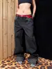 Jeans American Retro de Bolinhas Patchwork Wide Leg para Mulheres, Novo Estilo Outono 2026, Cintura Alta Solta, Comprimento no Chão, Calças Emagrecedoras