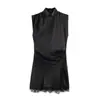 TAOP&ZA Roupas Femininas 2026 Verão Nova Moda Slim Fit Elegante Renda Patchwork Mini Vestido 2391399