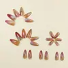 Unhas Usáveis Olho de Gato com Gradiente Arco-Íris Doce Dopamina Estilo Cool de Verão Manicure Longa em Formato de Amêndoa Unhas Postiças Removíveis