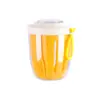 ¡Guau! Taza de Ensalada Linda Personalizada Multiusos Taza de Fruta Taza de Ensalada de Desayuno con Tenedor Taza de Drenaje de Doble Capa