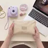 67155 Bolsa de Almacenamiento con Cremallera de Color Sólido para Mujer, Neceser Portátil, Cables de Datos, Toallas Sanitarias, Bolsita para Guardar Artículos Varios