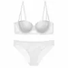 Conjunto de lingerie sexy de renda transfronteiriça, sutiã push-up para realçar seios pequenos, suporte lateral para os seios, anti-queda, conjunto de sutiã com sustentação
