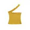 Top strapless para mujer, nuevo estilo de verano, adecuado para usar como prenda exterior, puro y seductor, ajustado, sin mangas, escote asimétrico, top corto de un solo hombro
