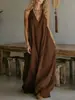 2026 Amazon Transfronterizo Europeo y Americano Ropa Nueva para Mujer Casual Sin Mangas Holgada con Bolsillos Algodón y Lino Vestido Largo