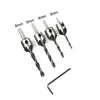 7 piezas taladro avellanador para carpintería de tres puntas posicionamiento ajustable broca para agujeros avellanados acero de alta velocidad broca avellanadora para carpintería
