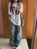 Camiseta de Manga Corta de Algodón Puro con Estampado de Letras, Estilo Americano, Nueva, Holgada, Versátil para Mujer, Verano, Retro, Casual, Tops para Pareja, Camiseta