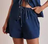 Estação Independente Moda Verão Casual Europeia e Americana Sem Mangas Cadarço Cintura Alta Colete Feminino Shorts de Conjunto Jeans