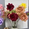 3 Cabezas de Rosas Artificiales de Elsa, Decoración para el Hogar de Lujo Ligero para Sala de Estar y Mesa de Comedor, Accesorios para Fotografía de Bodas, Materiales Florales, Flores Falsas
