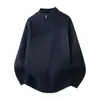 Otoño Invierno Nuevo Diseño de Moda Cuello Semi Alto Cremallera Casual Tejido Suéter Hombre