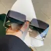 Gafas de sol cuadradas sin montura para mujer, tonos modernos y geniales, gafas para adelgazar el rostro