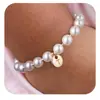 Pulsera con Colgante de Moneda de 26 Letras Transfronteriza, Pulsera de Perlas de Imitación con Letra Inicial A-Z, Sencilla y Personalizada