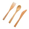 Juego de cuchillo, tenedor y cuchara de bambú 16cm cuchillo, tenedor y cuchara juego de tres piezas vajilla de bambú utensilios de cocina para comida occidental juego portátil de viaje