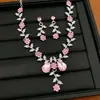 Estilo Tribunal Temperamento Strass Flor Folha Brinco Colar Luxo Leve Nicho Corrente da Clavícula Conjunto de Joias Exquisito Fashion