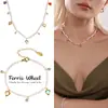 Rueda de la Fortuna Shijia Mismo Estilo Corazón de Perla Múltiples Accesorios Collar con Borla para Mujer Cadena de Clavícula Versátil Juego de Joyas