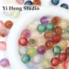Resina Gelo Transparente Olho de Gato Redondas Miçangas Fino Brilho Céu Estrelado Manchas Contas Soltas DIY Fio Contas Soltas Caneta Colar Pulseira Acessórios de Joia