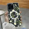 Funda Magnética para Teléfono con Hojas Verdes Florales Frescas para iPhone 16/15 Pro, Cubierta Protectora Transparente de Acrílico para Apple 17PM
