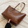 Bolso Tote de Moda Popular Simple Elegante con Puntadas Maillard para Mujer de Gran Capacidad Bolso de Hombro de Estilo Perezoso Retro