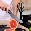 Suporte de faca de aço inoxidável tábua de corte faca preta conjunto de 7 peças caixa colorida faca de cozinha caixa de presente faca de cozinha pequena preta faca multiuso