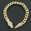 Estilo Ins Europeo y Americano Cadena Cubana Lujo Accesible Corta Full Diamante Cabeza de Serpiente Hebilla Magnética Collar Diseño de Nicho Personalizado Cadena para la Clavícula para Mujeres