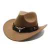 Sombrero Más Vendido de Amazon Estilo Étnico Etiqueta de Vaca Sombrero de Vaquero Occidental Ala Enrollada Sombrero Retro para Montar a Caballo Sombrero de Fieltro de Lana