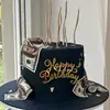 Estilo Ins Transfronterizo Feliz Cumpleaños Letras Inglesas Acrílico Decoración Lateral para Pastel Suministros para Fiestas Suministro Directo de Fábrica