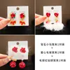 Brincos de Orelha Infantis Vermelhos Ano Novo Estilo Princesa Brincos de Cereja com Strass para Meninas Brincos Sem Furo Brincos Presente para Menina