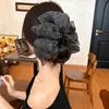 Estampado de leopardo de onda verde~Estampado de lunares azul café de alta gama, clip de tiburón plisado, la parte delantera hace que la cara se vea más pequeña, ambiente de chica dulce, accesorio para el cabello