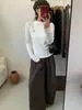 Camiseta de Manga Larga con Bordado de Cachorro y Cuello Semi Alto para Mujer, Corte Ajustado, Prenda Base, Prenda Base de Forro Polar con Cachorro y Cuello Semi Alto
