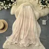 Falda Midi Abullonada de Malla de Cintura Alta Estilo Coreano para Mujer, Falda Midi Versátil de Línea A Adelgazante para el Trabajo, Falda de Dobladillo Amplio con Caída Suave